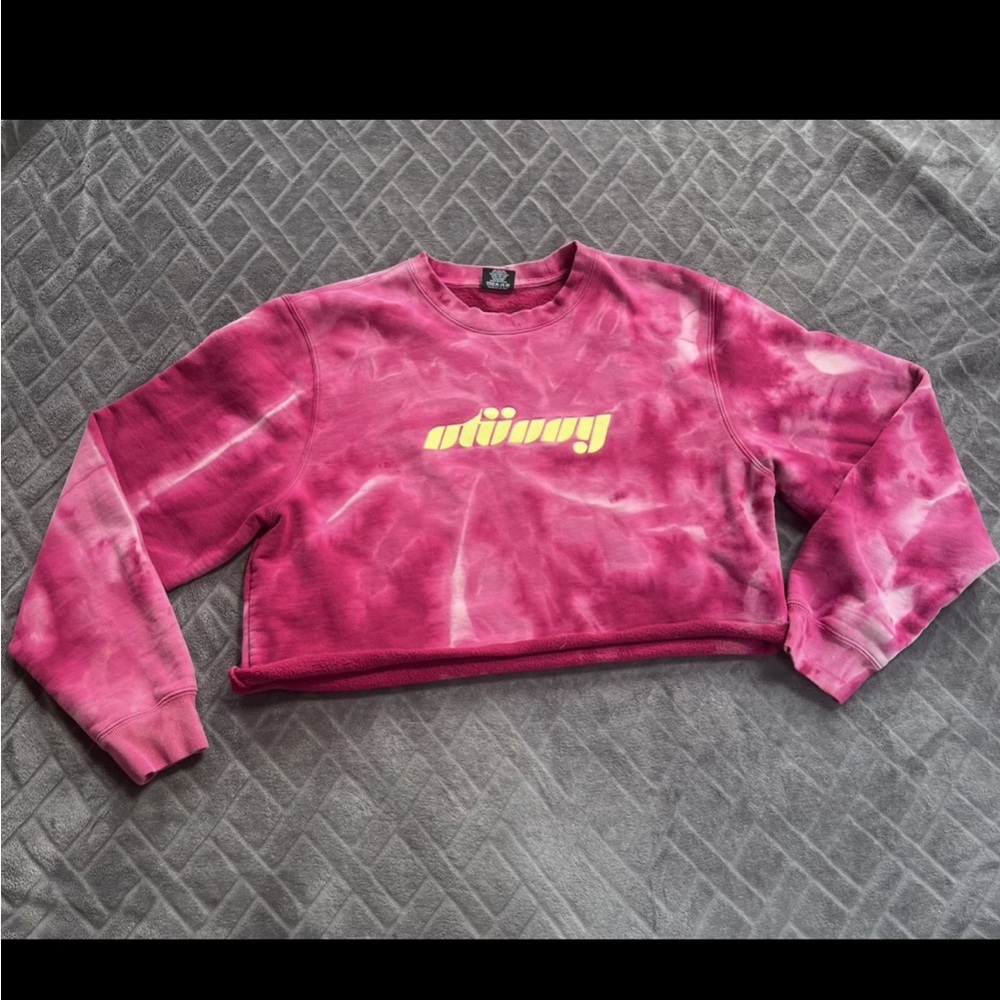 Stussy Pink Graphic Cropped Hoodie Long Sleeve